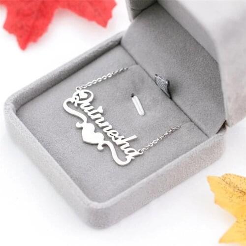 Duoying Custom Name Necklace Yellow Color Nameplate Personalized Birthstone Color Zircon Choker Jewelry Gift for Women