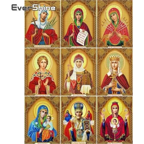 EverShine DIY 5D Diamond Painting Religion Cross Stitch Full Square Diamond Embroidery Bead Picture Kits Wall Decoration