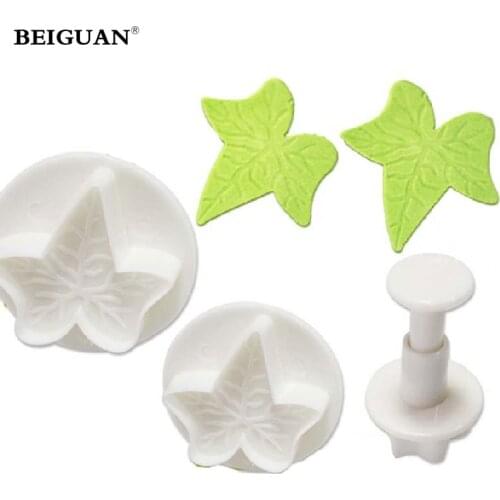 3pcs Maple Leaf Spring Die Fondant Chocolate Mold Cake Pastry Cookies Bakeweare Mould Tool Plunger Cutter decoration Mold