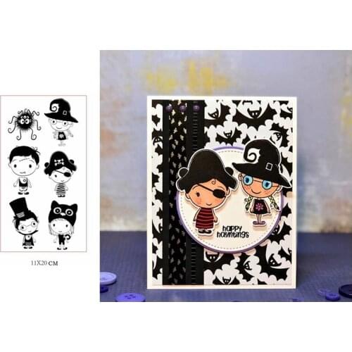 Halloween Little Boy And Girl Spider Silicone Stamps Scrapbooking Craft For DIY Cards Decorate Paper Template New Stamps 2019