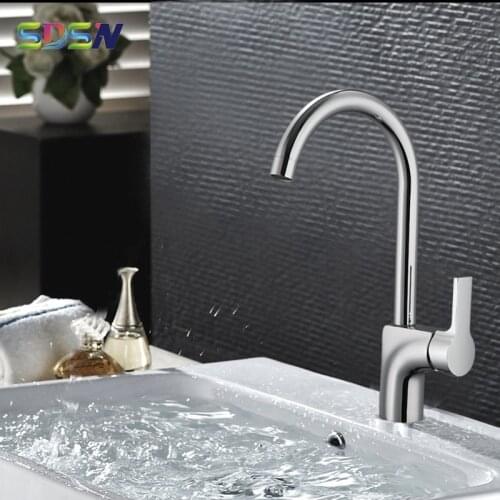 Chrome Kitchen Mixer Faucet SDSN Cold and Hot Kitchen Sink Faucet Quality Brass Kitchen Mixer Tap Single Hole Kitchen Faucets