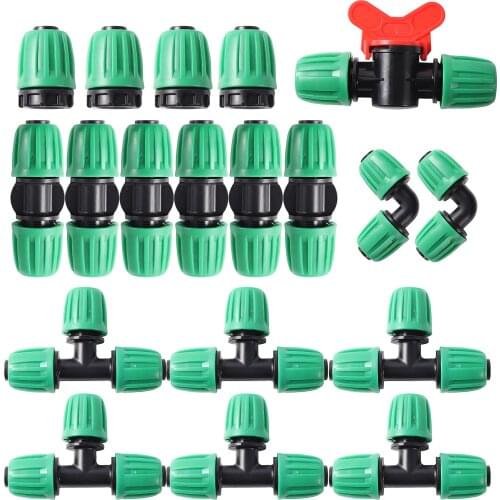 Irrigation Fitting Kit For Garden Agriculture Automatic Watering Micro Irrigation System 16mm PE Pipe Fittings 19 Pcs
