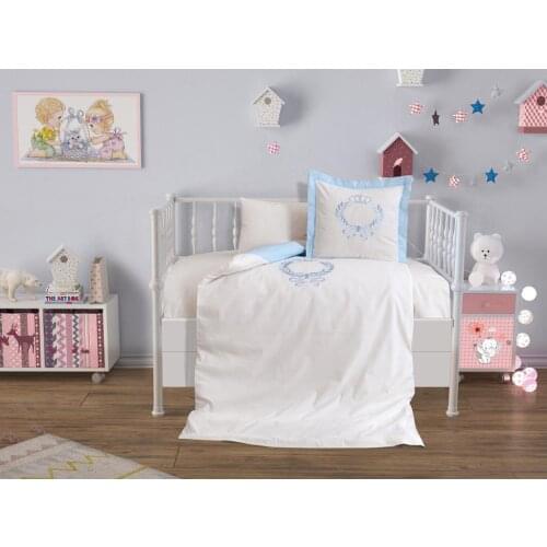 Dowry Wonderland Baby Crown Lux Embroidered Duvet Cover Set Blue