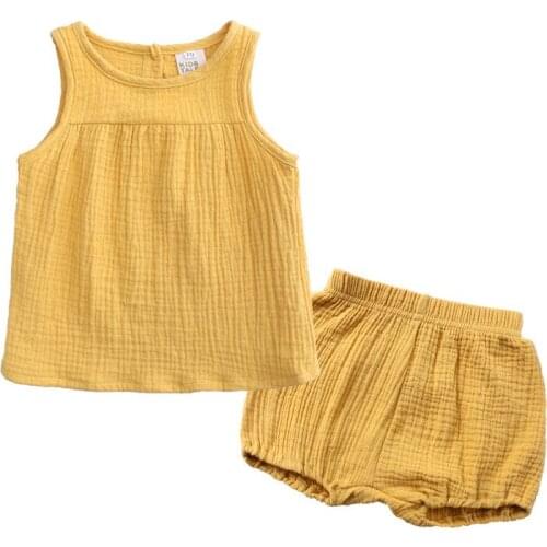 Summer Childrens Girl Vest Set Cotton Baby Sleeveless Vest+pp Shorts 2-piece Clothes Boys Clothing Set Baby Toddler Clothing