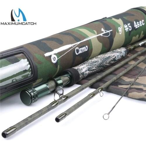 Maximumcatch 5wt 9ft 4Pcs/7pcs Graphie IM10/36T Carbon fiber Camo Fly Fishing Rod with Cordura tube