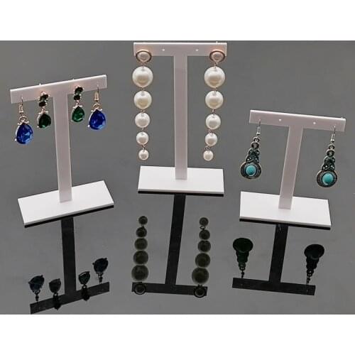 Fashion Acrylic White T Shape Earring Organizer Jewelry Display Holder Rack Stand Showcase Shelf Stud Storage Photography Props