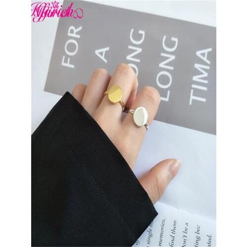 New Design Vintage Jewelry Gold Color Geometric Round Square Star Moon Open Ring For Women Girls Party Wedding Accessories Gifts