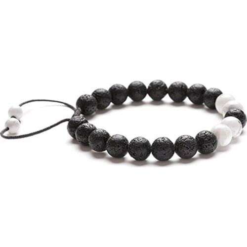 Adjustable Lava Rock Stone Bracelet Essential Oil Anxiety Diffuser Bracelet Meditation Relax Healing Aromatherapy Bangle