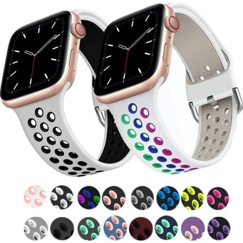 Silicone Strap For Apple Watch series 6 se 5 4 3 breathable soft Sport Strap for apple watch band 38mm 42mm 44mm 40mm