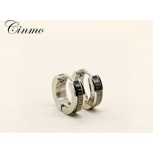 Cinmo Stainless Steel Piercing Earrings Hot Sale Black Wall Number Pattern Stud Earrings For Men Women Wholesale Punk Jewelry