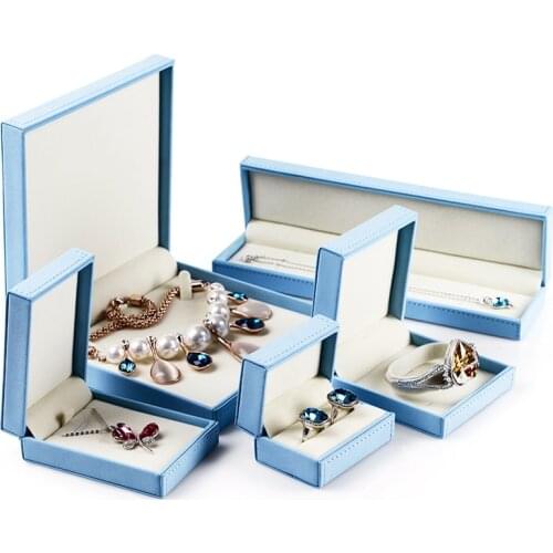 Oirlv Sky Blue Jewelry Box Proposal Engagement Double Ring Bracelet Jewelry Storage High-end Cashmere Jewelry Box