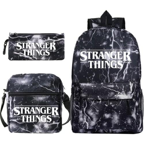 Stranger Things School Backpack Student Shoulder Bag Pencil Case Boys Girls Backpack Women Man Travel Backpack 3 Pcs Backpack