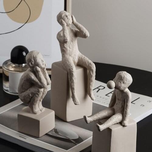 Nordic Figure Sculpture Ceramics Plain Portrait Statue Home Decor Ornaments Living Room Craft Desk Decorations Декор Для Дома