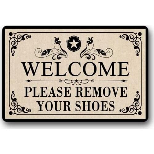 Funny Doormat Welcome Please Remove Your Shoes Funny Door Mat Indoor/Outdoor Rubber Non Slip Doormat for Patio Front Door 18 x