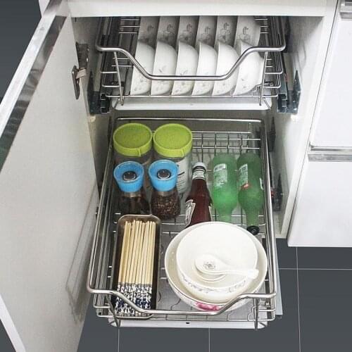 Pantry Armario De Despensa Dish Drainer Organizer Stainless Steel Cocina Rack Kitchen Cabinet Cestas Para Organizar Basket