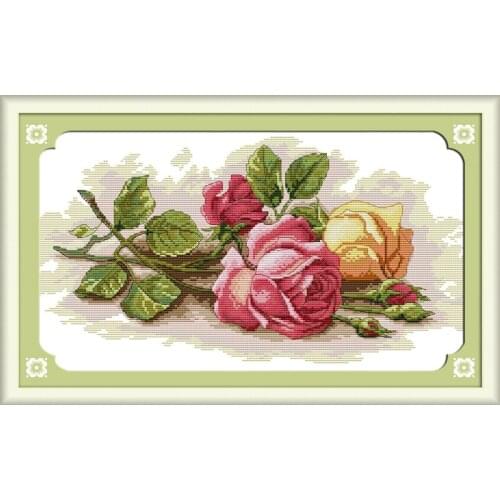 Everlasting Love Christmas Colorful Rose Ecological Cotton Cross Stitch 11CT And 14CT Printed New Store Sales