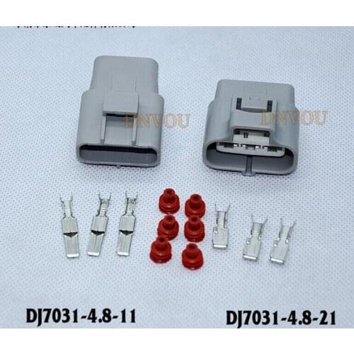 1 set 3p Waterproof Electrical Wire Connector Plug free shipping DJ7031-4.8-11 DJ7031-4.8-21