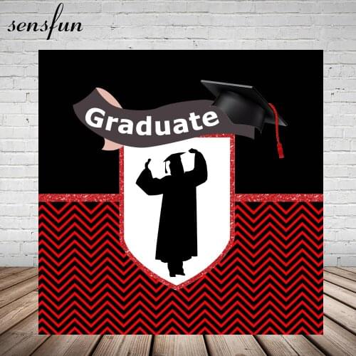 Sensfun Class of 2020 Graduation Party Backdrops For Photo Studio Red White Bachelor Gown Cap Photography Backgrounds Custom