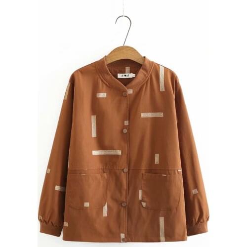 Plus size stand collar embroidery women coat 2021 Casual spring autumn Women baseball jacket Navy Army Green Khaki red