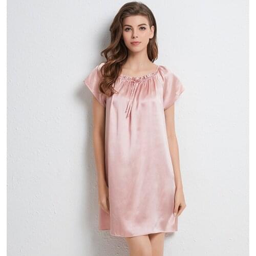 Women Nighties For Women Mulberry Silk Nightdress Female Summer 2020 New Loose Short-sleeved Nightgown