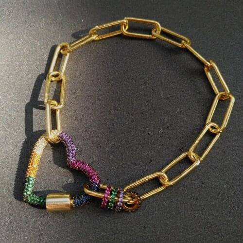 S925 sterling silver February new colorful heart-shaped love bracelet female summer colorful personality wild bracelet