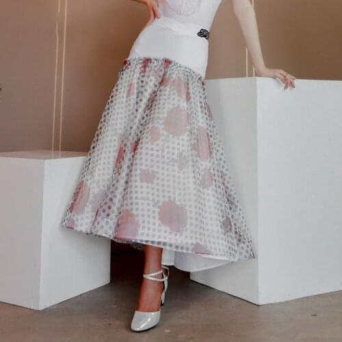 2021 New TL773 Plaid Design Puffy Female Latin Dance Skirt Women Ballroom Dancing Dress Suit for Belly Performamnce