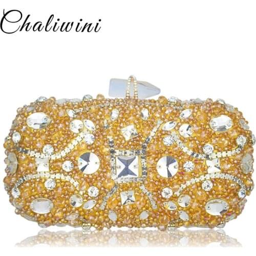 Golden Crystal Sequin Clutch Bag Women Sling Party Toiletry Girlfriend Iphone Package Purse And Wedding Wallet Evening Bags