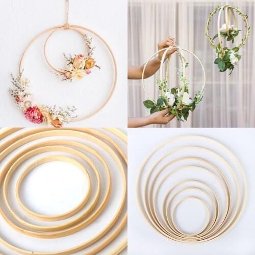 1/5pcs Wedding Decor Catcher Ring Embroidery Hoop Bamboo Circle Ring Flower Wreath DIY Art Craft Plant Hanging Basket Home Decor