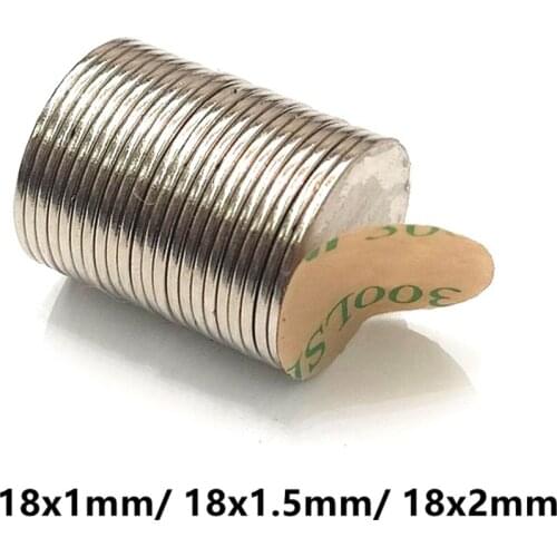 10/100 Disc Thin magnet 18x1 18x1.5 18x2 mm Belt with 3M self - adhesive NdFeB magnet 18mm neodymium magnet Magnetic standard