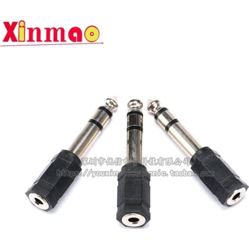 2PCS 6.35 dual channel plug to 3.5 female microphone adapter