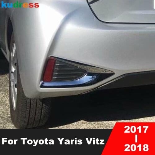 For Toyota Yaris Vitz 2017 2018 Chrome Rear Fog Light Cover Trim Strip Frame Lamps Car-styling Strips bumper Accessories