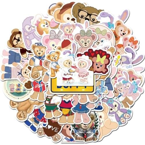 40Pcs/lot No Repeat Cartoon Disney Bear Sticker Cute Duffy and ShellieMay Stella Lou Waterproof Figure Sticker Gifts for Kids