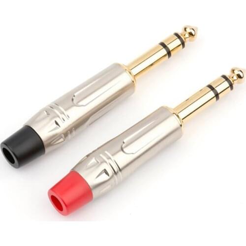 1/4" Jack 6.35 mm Plug 6.5mm 3 Poles Speaker Plugs 6.35mm Connectors For Microphone Mixer TRS Guitar Cable 1/2/5/10/50 Pairs