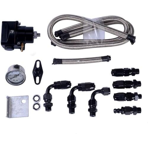 6 AN Fuel Pressure Regulator Universal Adjustable Fuel Pressure Regulator With 6AN Oil Hose+Hose End + Liquid Gauge
