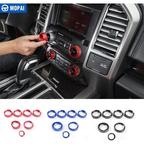 MOPAI Car Air Conditioner&4 WD Four-Wheel&Headlight Button Switch Knob Decoration Ring Cover for Ford F150 2016+ Car Accessories