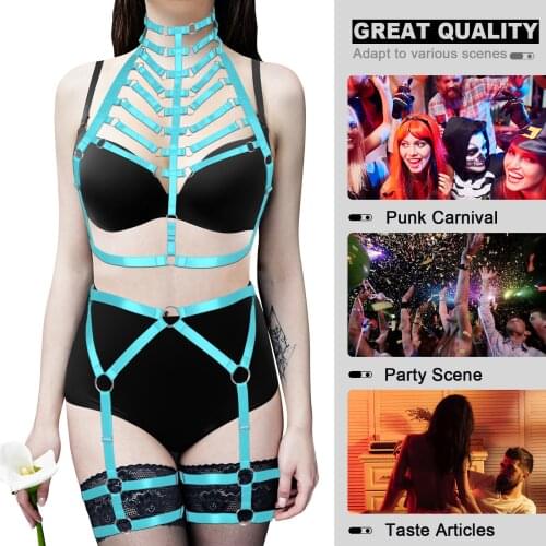 Bdsm Sexy Body Harness Bondage Lingerie Women Chest Straps Bra With Garter Belt For Stockings Slim Underwear Bikini Club Rave