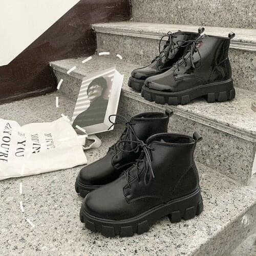 Patent Leather Black High-top Boots Ladies Fashion Martin Boots Ladies 2020 Non-slip Ankle Boots Ladies boots