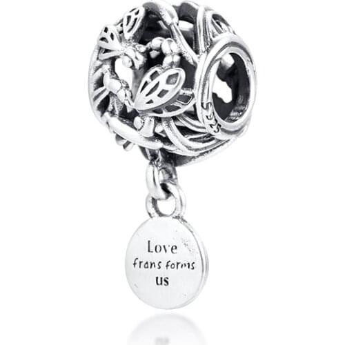 Openwork Dragonfly Love Charm Sterling Silver Beads for Jewelry Making Fashion Jewelry DIY Beads Fit Charm Bracelet & Necklace
