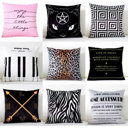 English Pattern Pillow Case Throw Pillowcase Cotton Linen Printed Pillow Covers for Office Home Textile