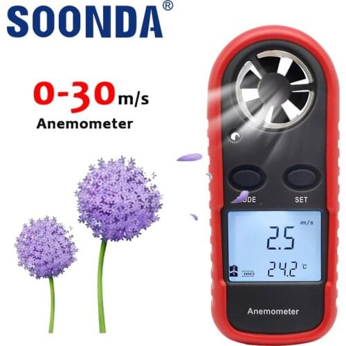 2-in-1 Mini Size Digital Anemometer Air Windsurf Wind Speed Volume Measuring Meter Tester Wind Temperature Sensor Industrial