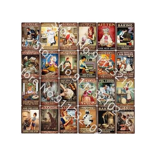 Cooking Makes Me Happy Tin Sign Metal Poster Cooking Metal Plaque Pub Bar Club Decoration Rule Wall Art Kitchen Plate