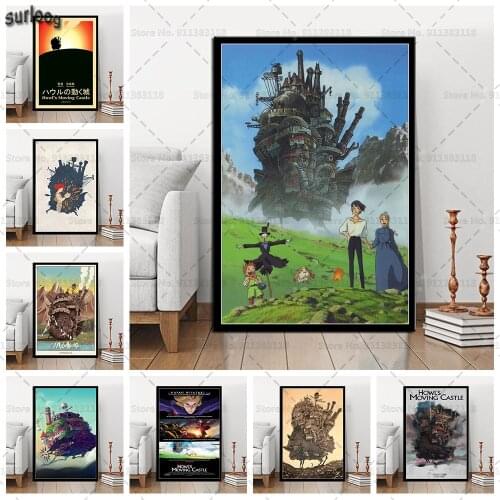 Howls Moving Castle Studio Ghibli Poster Prints Wall Art Canvas Painting Posters Picture for Living Room Home Decoration