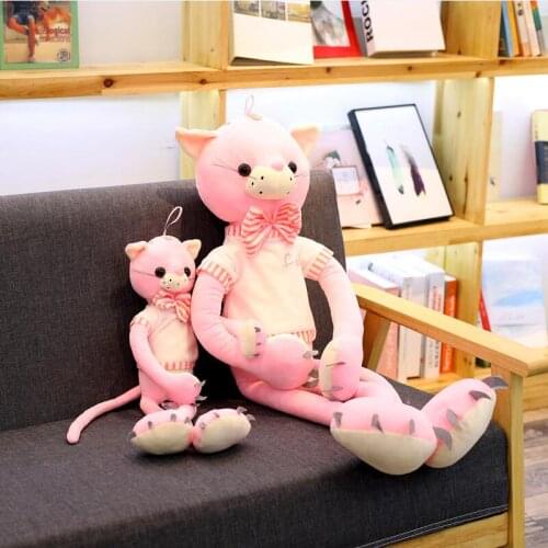 60/80/100cm Lovely Soft Pink Cat Animals Cartoon Plush Toys Stuffed Doll Home Decor X-mas Presents For Children girls
