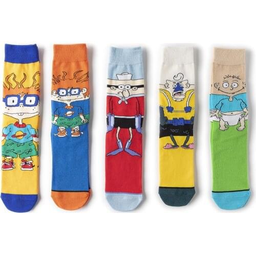 K1886 Men Fashion Socks Women Men Anime Funny Socks Personality Anime socks Cartoon Fashion High Quality Sewing Pattern