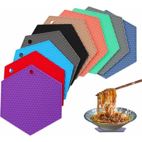 Pot Mat Tear Resistant Thick Strong Flexibility Honeycomb Silicone Anti-Slip Heat Insulation Pads Kitchen Table Decoration