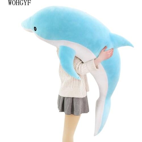 Big Size kawaii Dolphin Plush Toys Lovely Stuffed Soft Animal Pillow Dolls for Children Girls Sleeping Cushion Gift