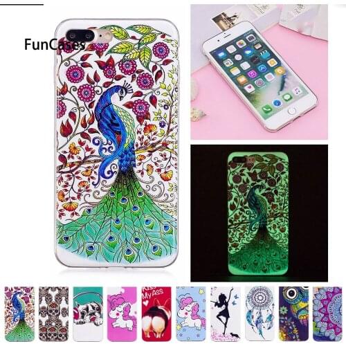 Soft Case For Apple iPhone 7 Plus 5.5" inch Unicorn dog Luminous Silicon TPU phone case For Apple iPhone 8 Plus iPhone8 plus Bag