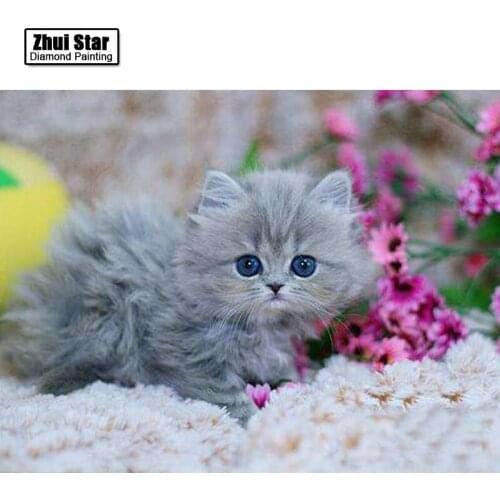 New 3d diamond cross stitch embroidery painting cute kitten set home decor full square rhinestones diamond mosaic