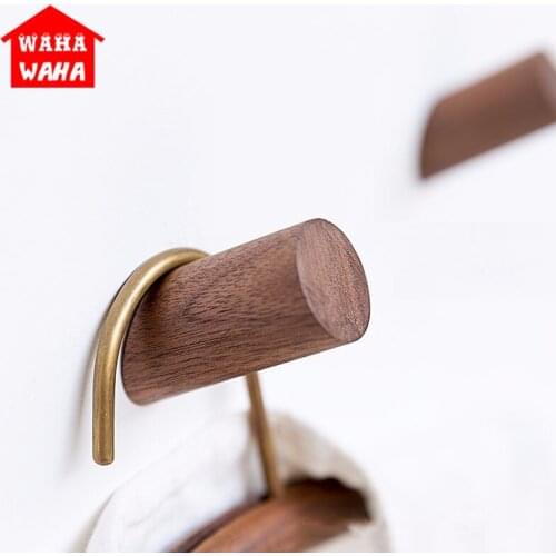 Natural Wood Wall Hook Wall Hanger Solid Wood Coat Hook Wall-mounted Hooks DIY Wooden Hanger Home Decor Scarf Hat and Bag Hanger