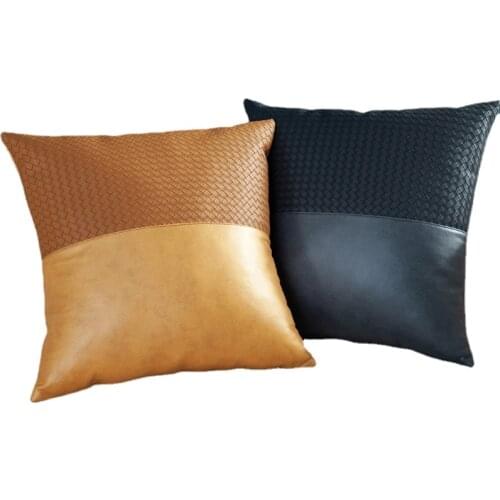 Nordic Modern Simple Luxury Imitation Leather Parquet Square Living Room Bedside Sofa Bay Window Waist Cushion Pillow